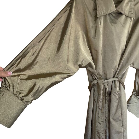 Mycra Pac Designer Wear Womens Trench Rain Coat One Size Gold Belted Pockets - Picture 4 of 16
